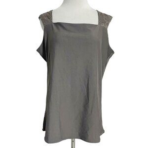 WinterSilks XL Top Blouse Sleeveless Lace Detail